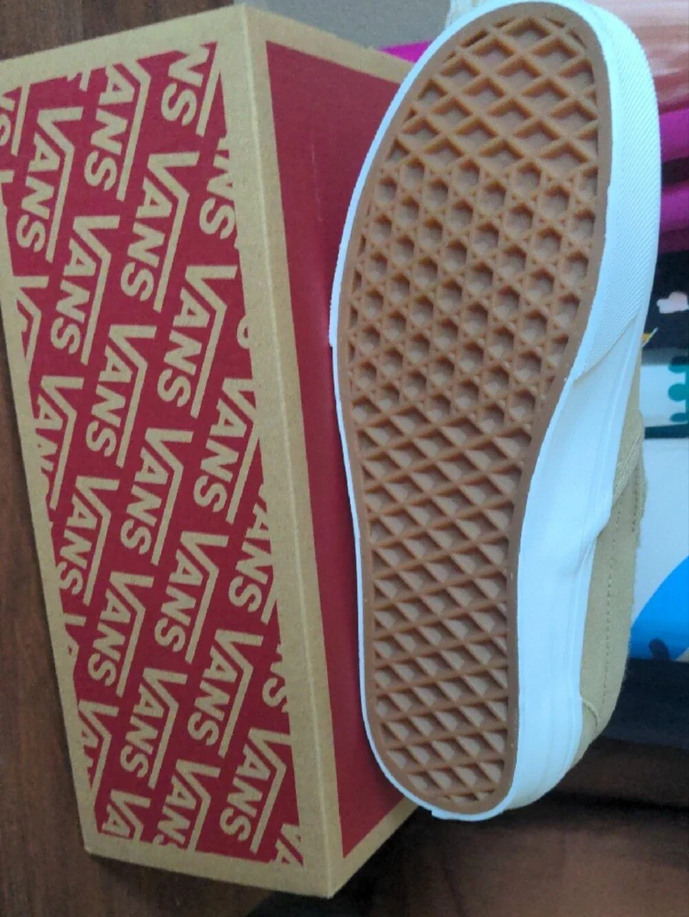 Vans Slip-On in Tan and White